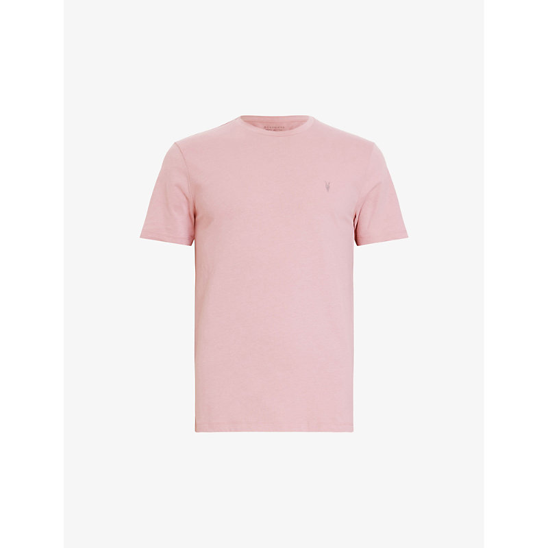 Allsaints Brace Crewneck Cotton-jersey T-shirt In Hushed Pink