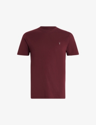 Allsaints Mens Mars Red Brace Crewneck Cotton-jersey T-shirt