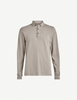 Allsaints Reform Cotton-piqué Polo Shirt In Minegrey