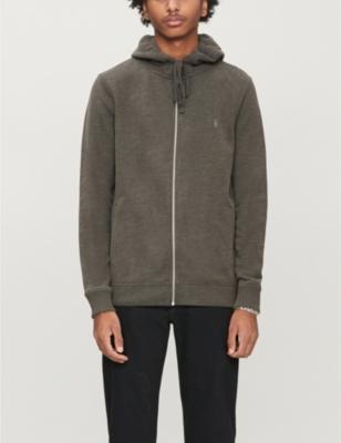 Allsaints Raven Slim-fit Cotton-fleece Hoody In Cocoa Brown Ma