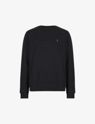 Allsaints Mens Washed Black Ollie Logo-embroidered Cotton Sweatshirt M In Black