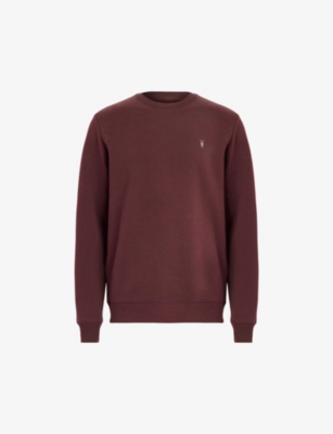 Allsaints Raven Crew Neck Ramskull Sweatshirt In Mars Red