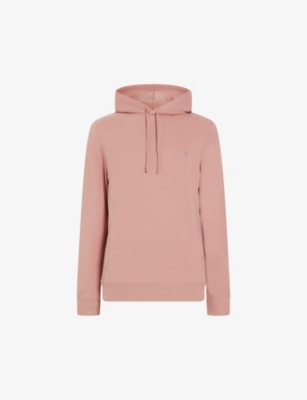 Allsaints Mens Hushed Pink Raven Logo-embroidered Cotton-fleece Hoody