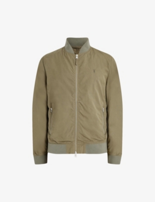Allsaints Bassett Ramskull Bomber Jacket In Avo Green