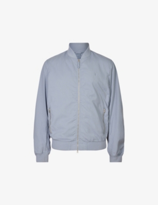 Allsaints Bassett Zipped Cotton-blend Bomber Jacket In Cloudy Blue