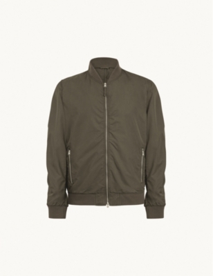 Allsaints Bassett 拉链混棉飞行员夹克 In Khaki Green