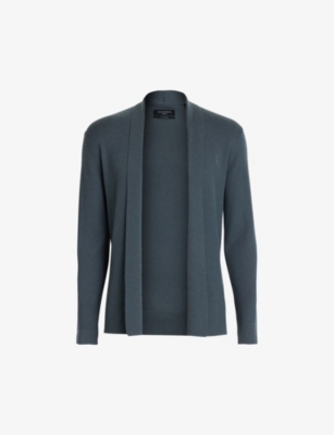 ALLSAINTS ALLSAINTS MEN'S BEETLE BLUE MODE OPEN-FRONT WOOL CARDIGAN