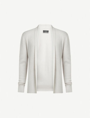 Allsaints Mode Open-front Wool Cardigan In Chalk White