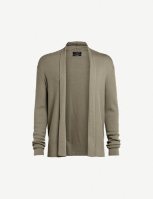 Allsaints Mode Open-front Wool Cardigan In Trench Khaki