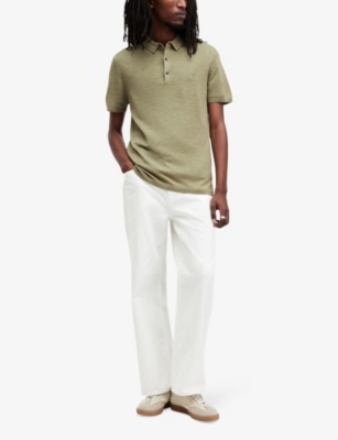 Shop Allsaints Mens Herb Green Mode Wool Polo Shirt