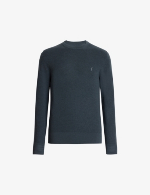 Allsaints Ivar Merino Wool Crewneck Sweater In Beetle Blue