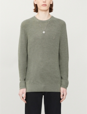 Allsaints 伊瓦尔羊毛毛衣 In Olive Green Ma