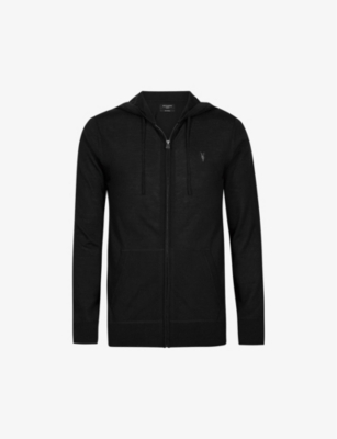 Shop Allsaints Men's Black Mode Merino Wool Hoody