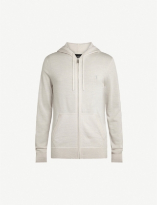 Allsaints Mode Merino Wool Hoody In Chalk White