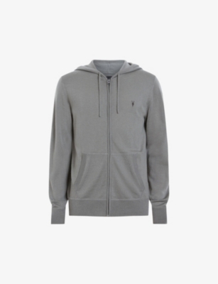 Allsaints Mode Slim Fit Merino Wool Zip Hoodie In Como Blue Marl