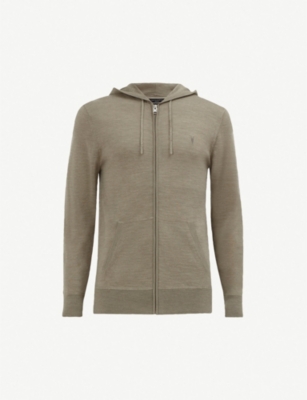 Allsaints Mode Merino Wool Hoody In Stone Green Ma