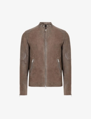 ALLSAINTS ALLSAINTS MEN'S CHAI BROWN CORA LEATHER BOMBER JACKET