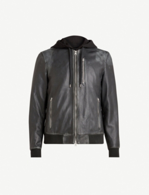 all saints abbot leather bomber jacket