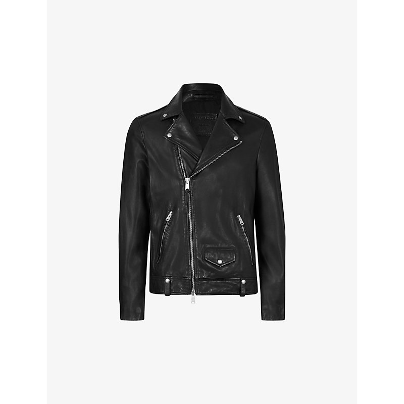 Shop Allsaints Milo Leather Biker Jacket In Black
