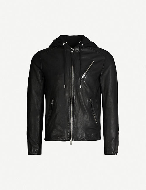 ALLSAINTS: Harwood leather and jersey jacket