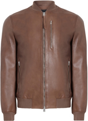 Allsaints Mens Brown Kemble Suede Bomber Jacket