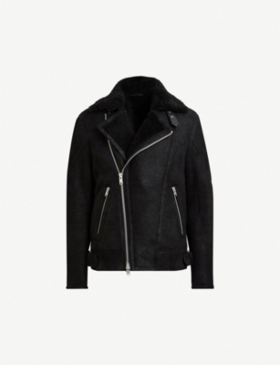 Allsaints Myers 休闲版型连毛羊皮机车夹克 Selfridges Com