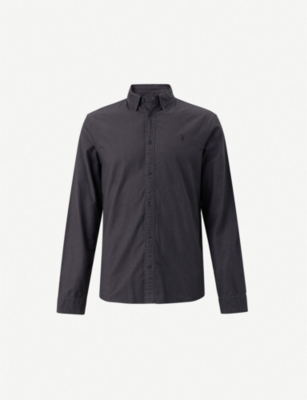 Allsaints Hungtingdon Slim-fit Cotton Shirt In Slate Grey