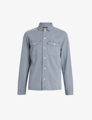 Allsaints Spotter Button-up Shirt Jacket In Aluminium Grey