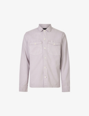 Allsaints Spotter Slim-fit Cotton-twill Shirt In Ashed Purple