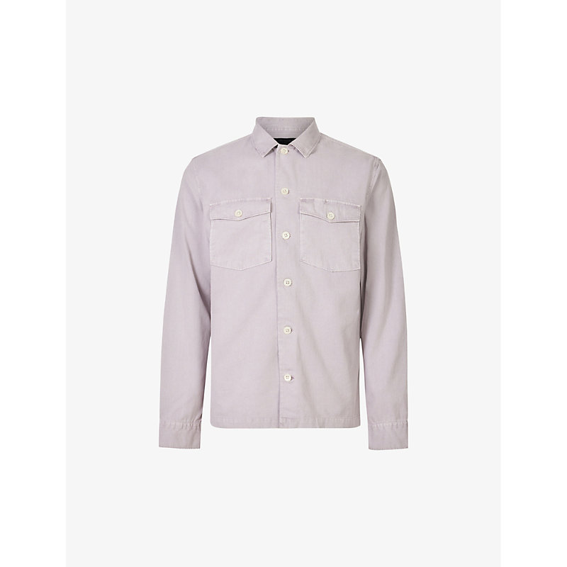Allsaints Spotter Slim-fit Cotton-twill Shirt In Ashed Purple