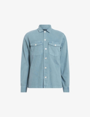 Allsaints Spotter Long Sleeve Military Overshirt In Dusty Blue