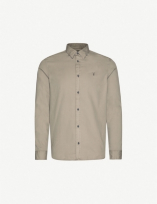 Allsaints Redondo Slim-fit Cotton Shirt In Tile Grey