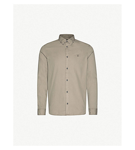 Allsaints Redondo Slim-fit Cotton Shirt In Tile Grey