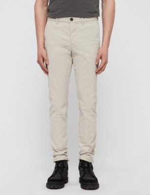 Allsaints Park Slim-fit Stretch-cotton Chinos In Vintage White