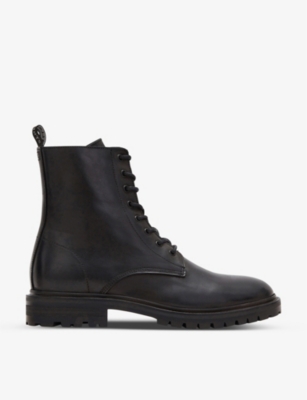 Allsaints Mens Black Tobias Lace-up Leather Ankle Boots