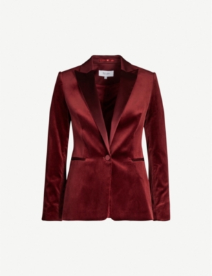 Vixena single-breasted cotton-velvet blazer - CLARET