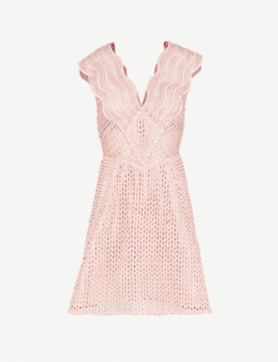 reiss marianna lace fit and flare dress