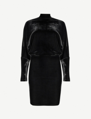 reiss black velvet dress