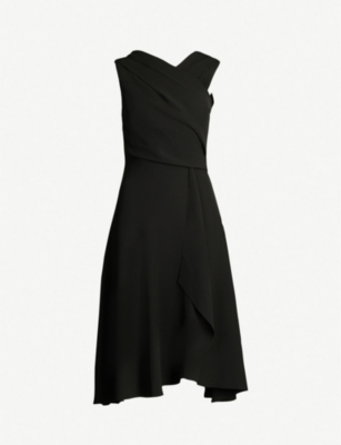 reiss marling wrap front midi dress mid blue