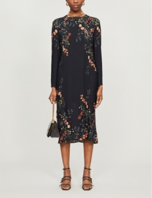 reiss floral printed midi dress
