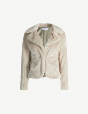 reiss aila faux fur jacket navy