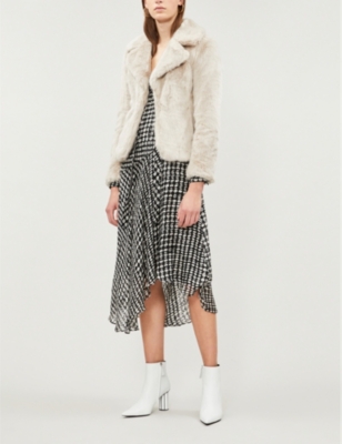 reiss aila faux fur jacket navy