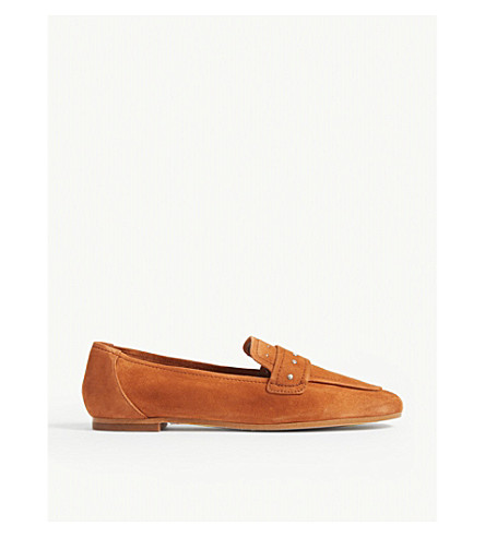 Reiss Elba suede studded penny loafers