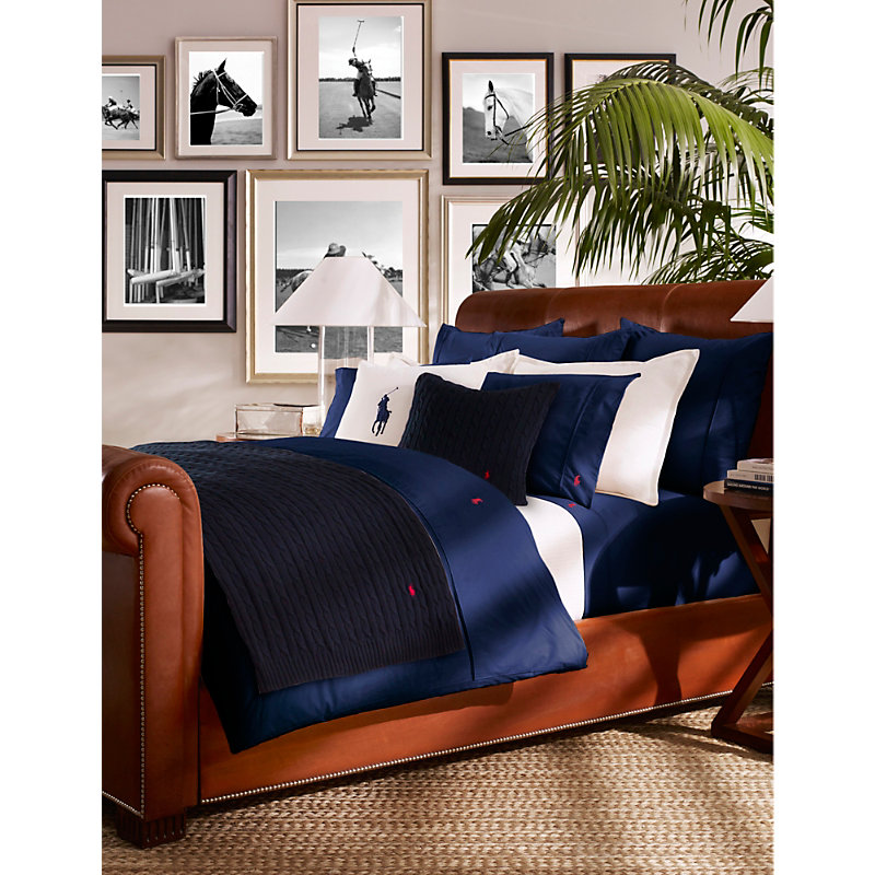 Shop Ralph Lauren Home Navy Player King-size Cotton Pillowcase Set Of Two 50cm X 90cm