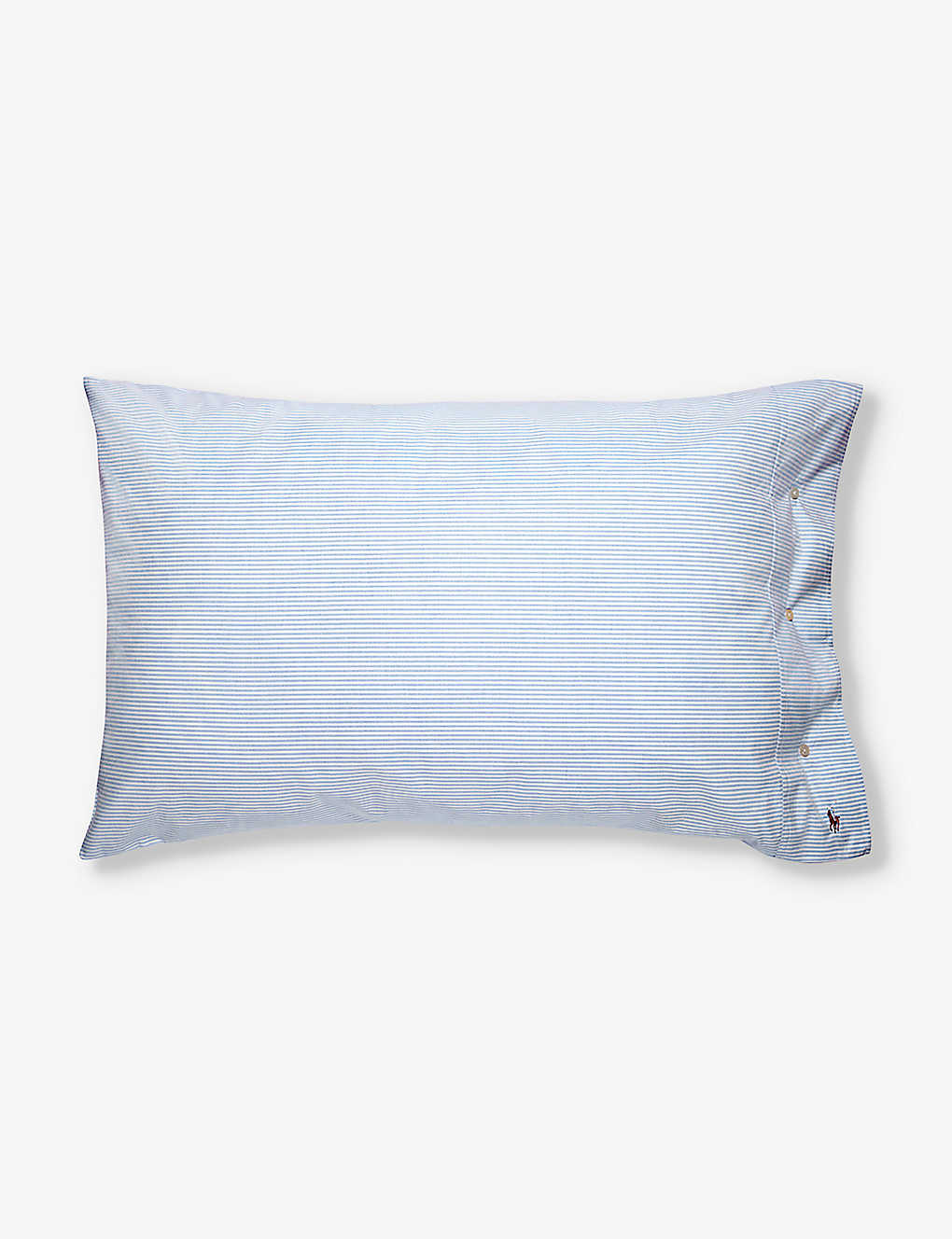 Ralph Lauren Oxford Striped Cotton Pillowcase 51cm X 76cm In Blue
