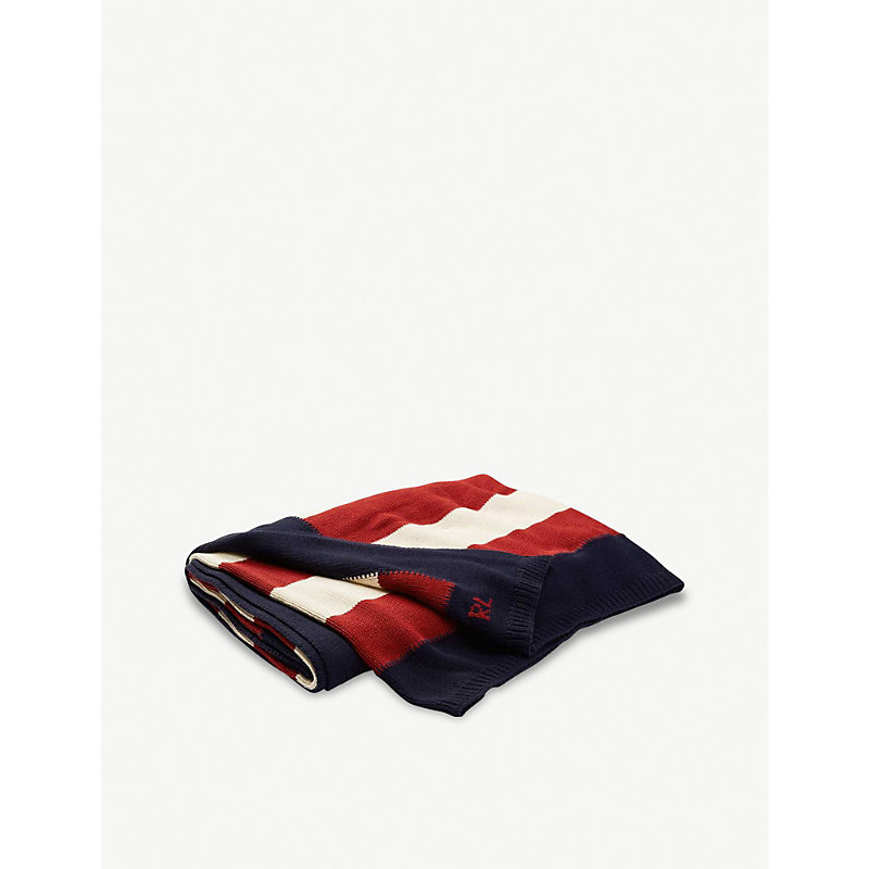 Ralph Lauren Multicoloured Usa Flag Knitted Cotton Throw 140cm X 180cm 1 Size