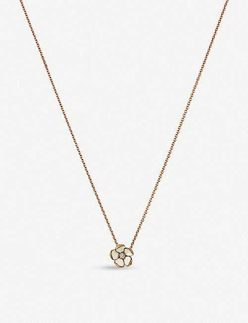 SHAUN LEANE: Cherry Blossom silver yellow-gold vermeil and diamond pendant necklace