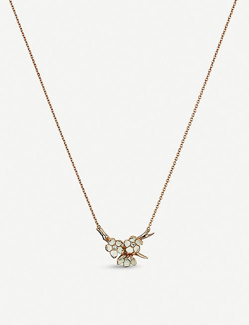 SHAUN LEANE: Cherry Blossom gold-plated vermeil silver and diamond necklace