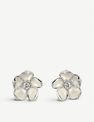 Shaun Leane Cherry Blossom Silver And Diamond Stud Earrings