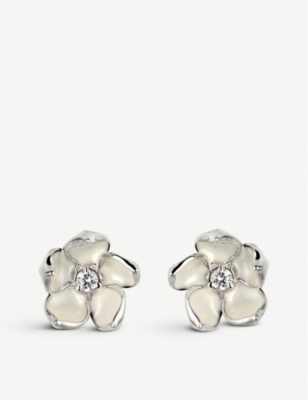 SHAUN LEANE SHAUN LEANE WOMEN'S CHERRY BLOSSOM SILVER AND DIAMOND STUD EARRINGS,26352039